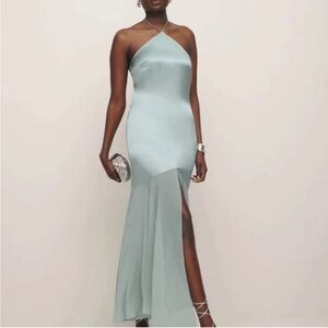 NWT NEW Reformation Tosca Silk Dress Aquamarine